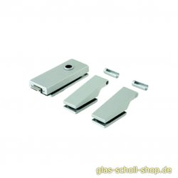 Garnitur Studio Classic UV unverschließbar, Drückerposition hinten, mit Drückerführung für 8 mm Glas silber eloxiert