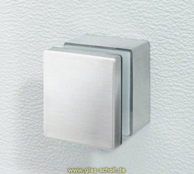 Edelstahl Glasadapter quadratisch gebürstet für vertikale Glasbefestigung von Ganzglasgeländern 