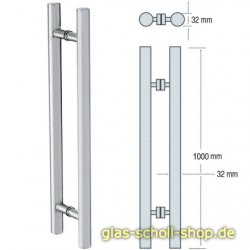 Edelstahl Stoßgriff 1000 mm gebürstet beidseitig Edelstahl geschliffen