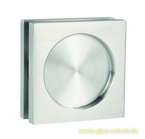Artikelbild des Artikels “eckige schraubbare Edelstahl-Griffmuschel für Lochbohrung 40mm für 6-12mm Glas geschliffen“