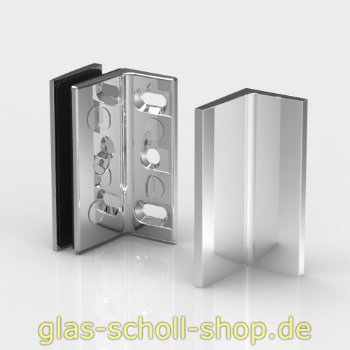 Artikelbild des Artikels “Winkelverbinder Glas-Wand 90° passend zu Farfalla, Pillango und Papillon glanzverchromt“