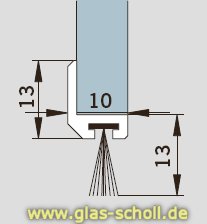 Schiebetür-Dichtungsprofil für 10-12mm Glas Spaltmaße 10,5-13 mm (3000mm) Niro matt