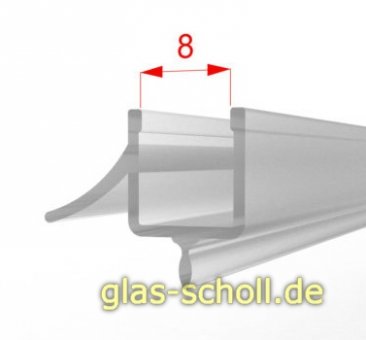 unteres SONDER-Wasserabweisprofil mit hoher 135° Lippe und EXTRA kurzer Dichtlippe nach unten (1000mm) für 8mm 
