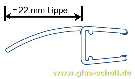 Mitteldichtprofil mit langer Weichlippe (2500mm) Duschdichtung 6-8mm Glas - ÜBERLÄNGE 