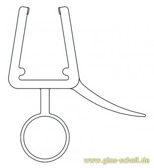 unteres Wasserabweisprofil mit 135° Lippe und Rundbalg (1000mm) 6-8mm Glas 