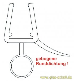 GEBOGENE untere Dichtung FÜR RUNDDUSCHEN (1150-1200 mm) 6-8mm Glas 