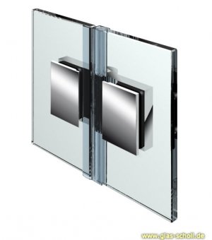 Flinter Glas-Glas 180Grad Duschtürband Nickel gebürstet (Edelstahllook)