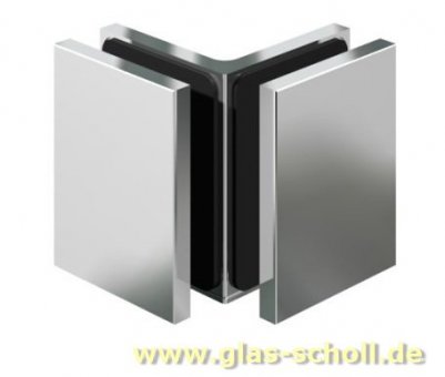 Flamea, Flinter, Nivello 90° Glas-Glas Winkelverbinder Winkelhalter glanzverchromt