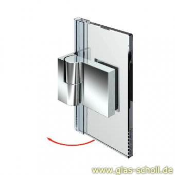 Nivello 90° Glas-Wand LINKS Hebe-Senk INNENBEFESTIGUNG Anschlag glanzverchromt