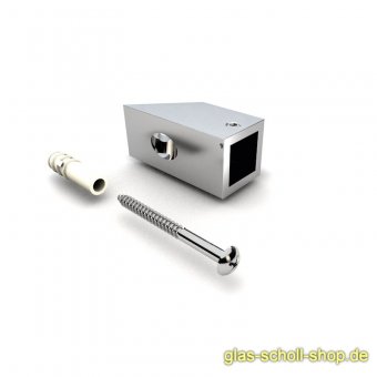 schräger 45° Wandadapter für quadr. Stabilisierungsstange 15x15 GLAS-WAND RAL9005 schwarz matt