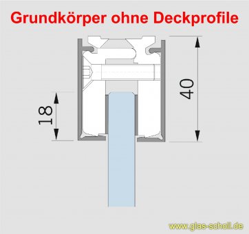 Wandanschlußprofil/Oberlichtprofil Grundprofil 2,5m für 10mm Glas