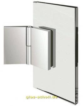 Flamea+ Winkelverbinder Glas-Wand stufenlos von 100-135° verstellbar (verdeckte Verschraubung) Edelstahlfinish PVD