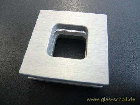 eckige Leichtmetall-Griffmuschel mit Loch 64x64 gebürstete Aluoptik 