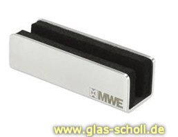 MWE Edelstahl Bodenführung Glas b=70 für 10mm Glasstärke
