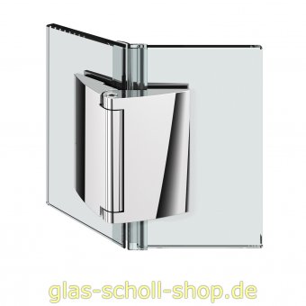 Papillon 135° Glas-Glas Duschtür-Anschlagband (selbstschl. Magnettechnik) Edelstahlfinish PVD