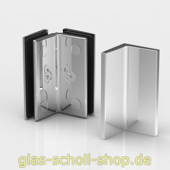 Winkelverbinder Glas-Glas 90° passend zu Farfalla, Pillango und Papillon glanzverchromt