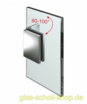 Flamea-Flinter-Nivello 60-100° VERSTELLBARER Glas-Wand Winkelverbinder glanzverchromt