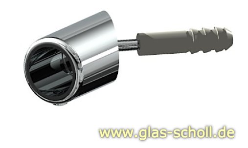 schräger 45° Wandadapter für runde Stabilisierungsstange 16mm GLAS-WAND glanzverchromt (MS7)