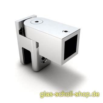 drehbarer Glas-Adapter für quadr. Stabilisierungsstange 15x15 glanzverchromt