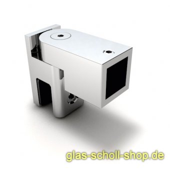 drehbarer Glas-Adapter für quadr. Stabilisierungsstange 15x15 mattverchromt