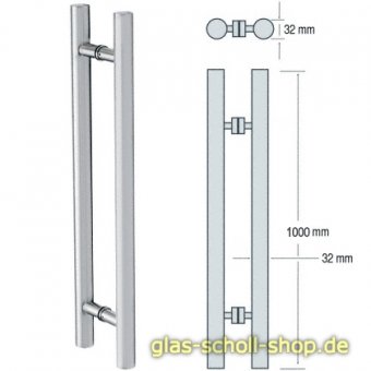 Edelstahl Stoßgriff 1000 mm gebürstet beidseitig Edelstahl geschliffen