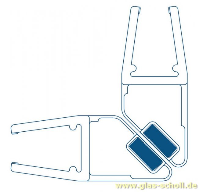 Magnetprofil 90° (2500mm) Duschdichtung für 6-8mm Glas - ÜBERLÄNGE 