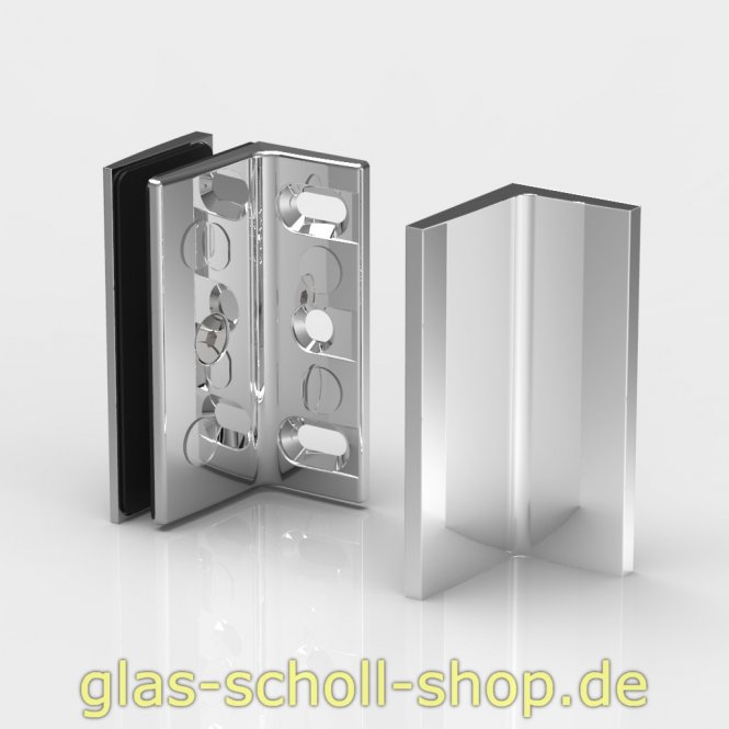 Winkelverbinder Glas-Wand 90° passend zu Farfalla, Pillango und Papillon glanzverchromt