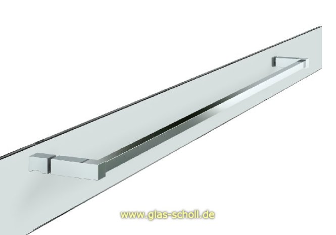 Handtuchhalter ECKIG mit innerem Griff für Montage im Glas 1000 mm (kürzbar) glanzvernickelt