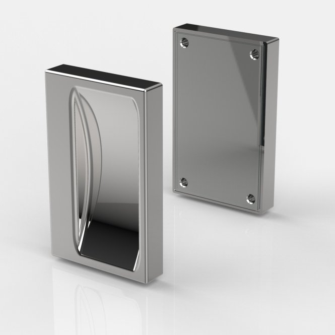 Glastürgriff/Muschelgriff selbstklebend 47x76x11mm glanzverchromt