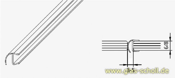 schlanke Spaltdichtung mit gebogener Weichlippe (2010mm) Duschdichtung für 6mm Glas 