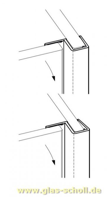 Eckanschlagprofil 90° (2500mm) Duschdichtung für 6-8mm Glas - ÜBERLÄNGE 