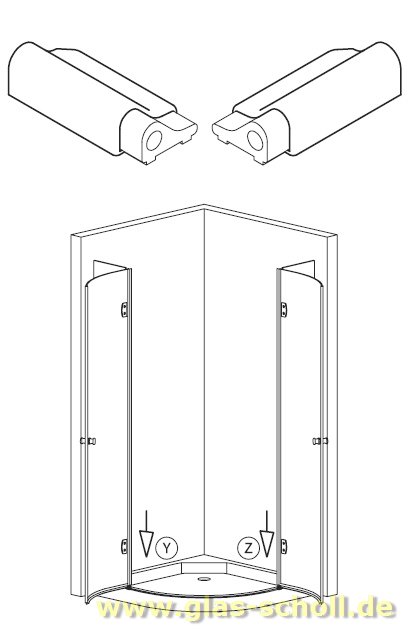 Endstück für unteren geraden Schwallschutz (Paar) SILBER GLÄNZEND 