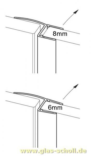 Mitteldichtprofil mit langer Weichlippe (2500mm) Duschdichtung 6-8mm Glas - ÜBERLÄNGE 