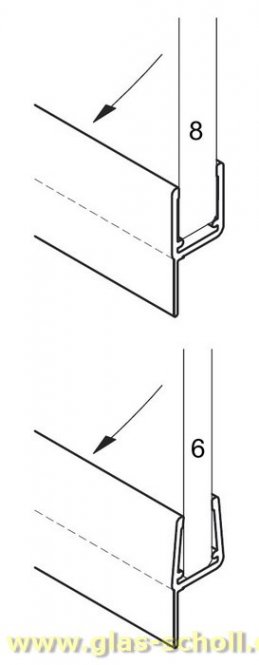 untere Hart-Weich-Lippendichtung (2500 mm) Duschdichtung für 6-8mm Glas - ÜBERLÄNGE 
