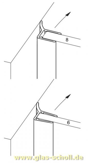 seitl. Dichtprofil mit gebogener Weichlippe 135° (2010mm) Duschdichtung 6-8mm Glas 