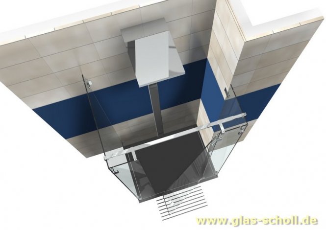 Flamea-Flinter-Nivello 180° Glas-Wand Längsverbinder glanzverchromt