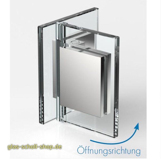 FlinterPro Duschtürband Glas-Glas 90° nach außen öffnend glanzverchromt