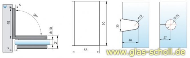Pontere 90° Glas-Wand Winkelverbinder glanzverchromt