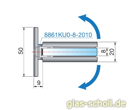 Modesta/Luno Duschpendeltürbeschlag Glas-Wand 90° für 6-12 mm Glas (beidseitige Lasche) glanzverchromt