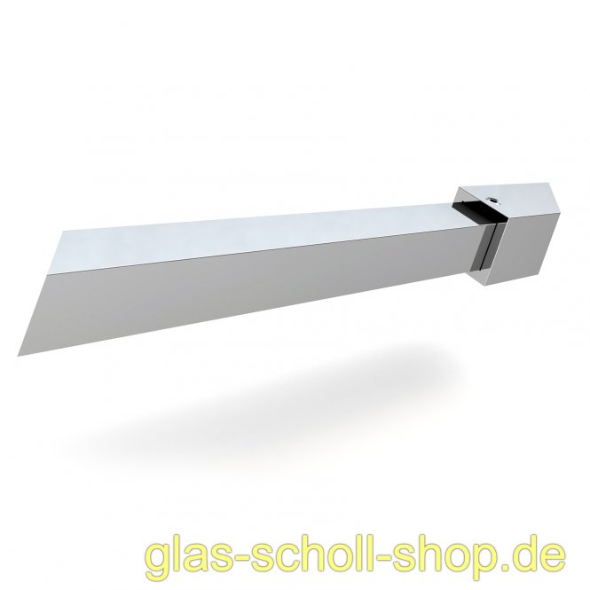 schräger 45° Wandadapter für quadr. Stabilisierungsstange 15x15 GLAS-WAND glanzverchromt