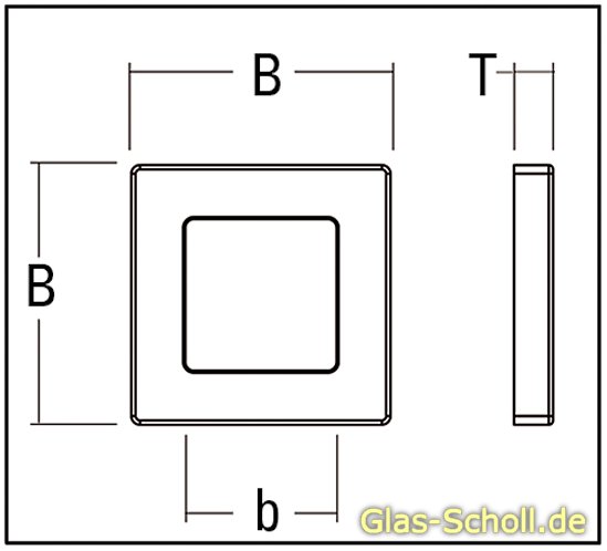 eins. selbstkl. quadratische Griffmuschel 35x35/60x60 (Stk) Edelstahl matt t=4mm 35x35