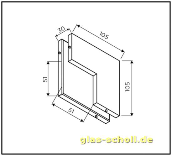 Winkelverbinder mit Anschlag PT61 Edelstahl ähnliche Oberläche