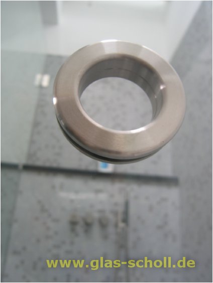 runde einklebbare Edelstahl-Griffmuschel d=60 mit Loch LB=40 für 8 mm Glas 