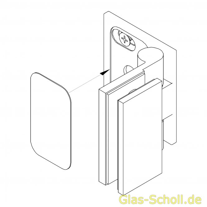 Wellness Premium DIN links Glas-Wand 90Grad Duschtürband  (nach innen hin öffnend) glanzverchromt