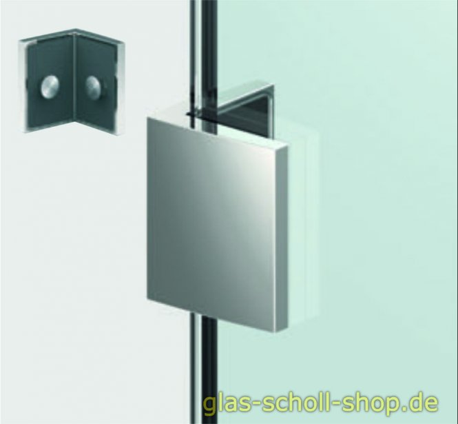 Pavone flächenbündiger Winkelverbinder Glas-Glas 180° glanzverchromt