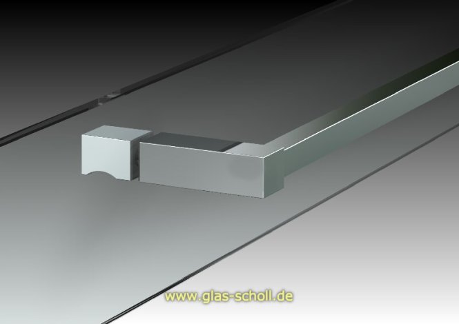 Handtuchhalter ECKIG mit innerem Griff für Montage im Glas 1000 mm (kürzbar) glanzvernickelt