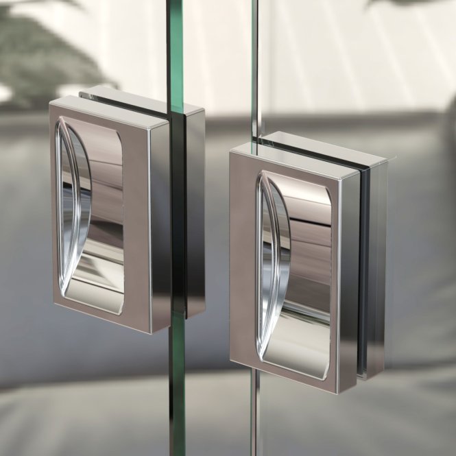 Glastürgriff/Muschelgriff selbstklebend 47x76x11mm glanzverchromt