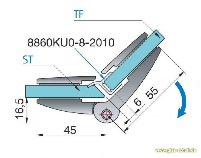 Farfalla 135° Glas-Glas Duschtürband (nach außen hin öffnend) glanzverchromt