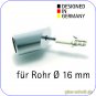 schräger 45° Wandadapter für runde Stabilisierungsstange 16mm GLAS-WAND glanzverchromt (MS7)