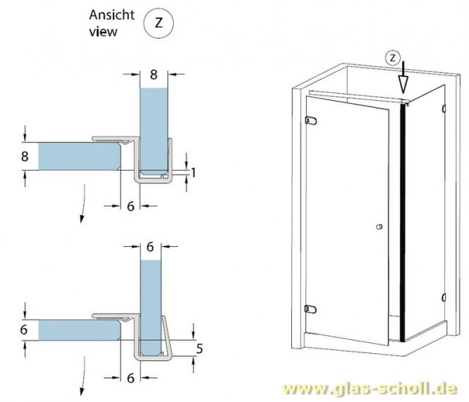 Eckanschlagprofil 90° (2500mm) Duschdichtung für 6-8mm Glas - ÜBERLÄNGE 